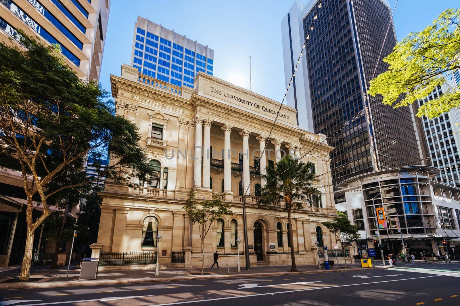 BRISBANE, AUSTRALIA - JULY 29, 2023: The University of Queensland building on Queen St in the centre of Brisbane in Queensland, Australia