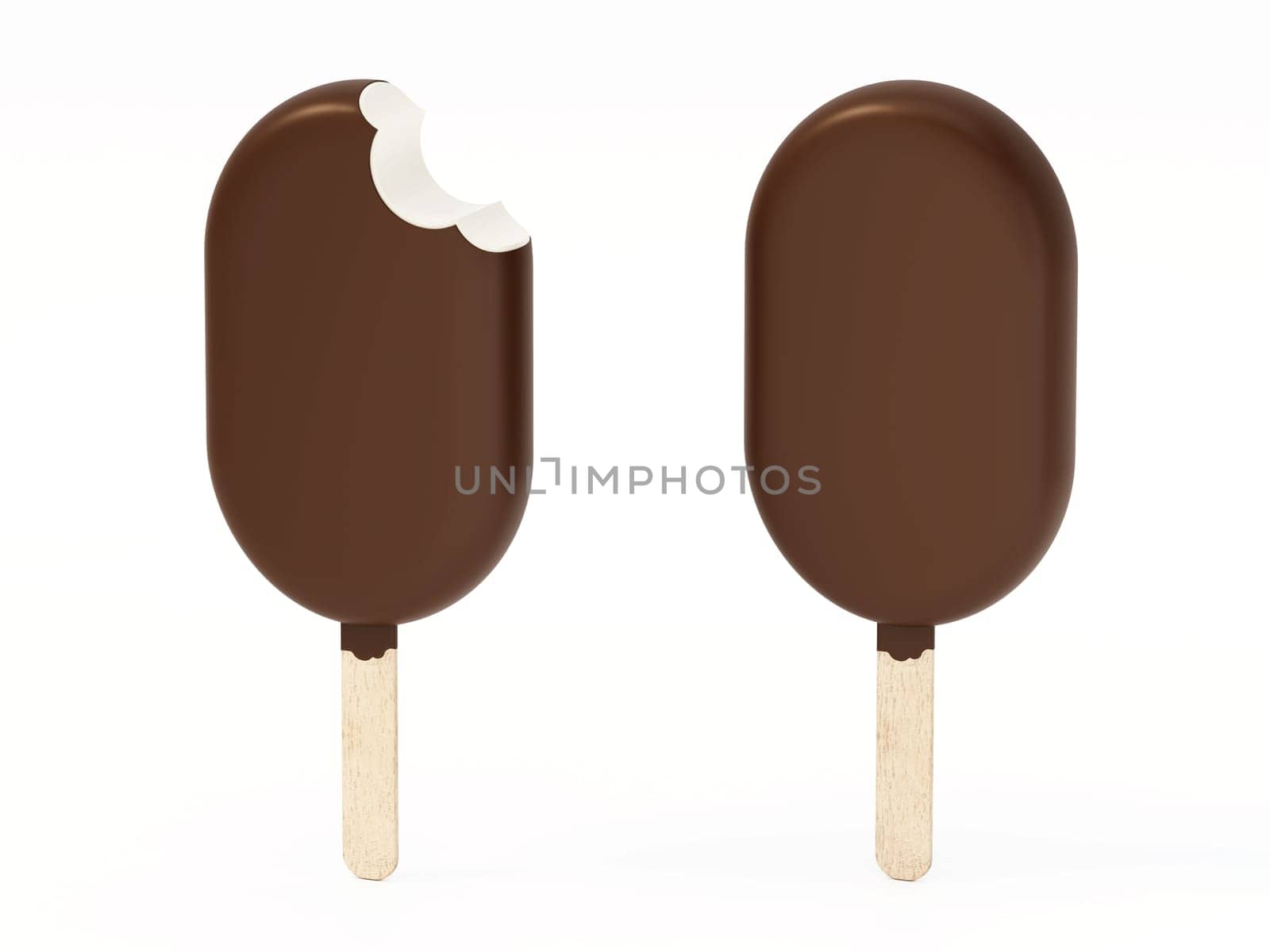 Stick ice cream isolated on white background. 3D illustration.