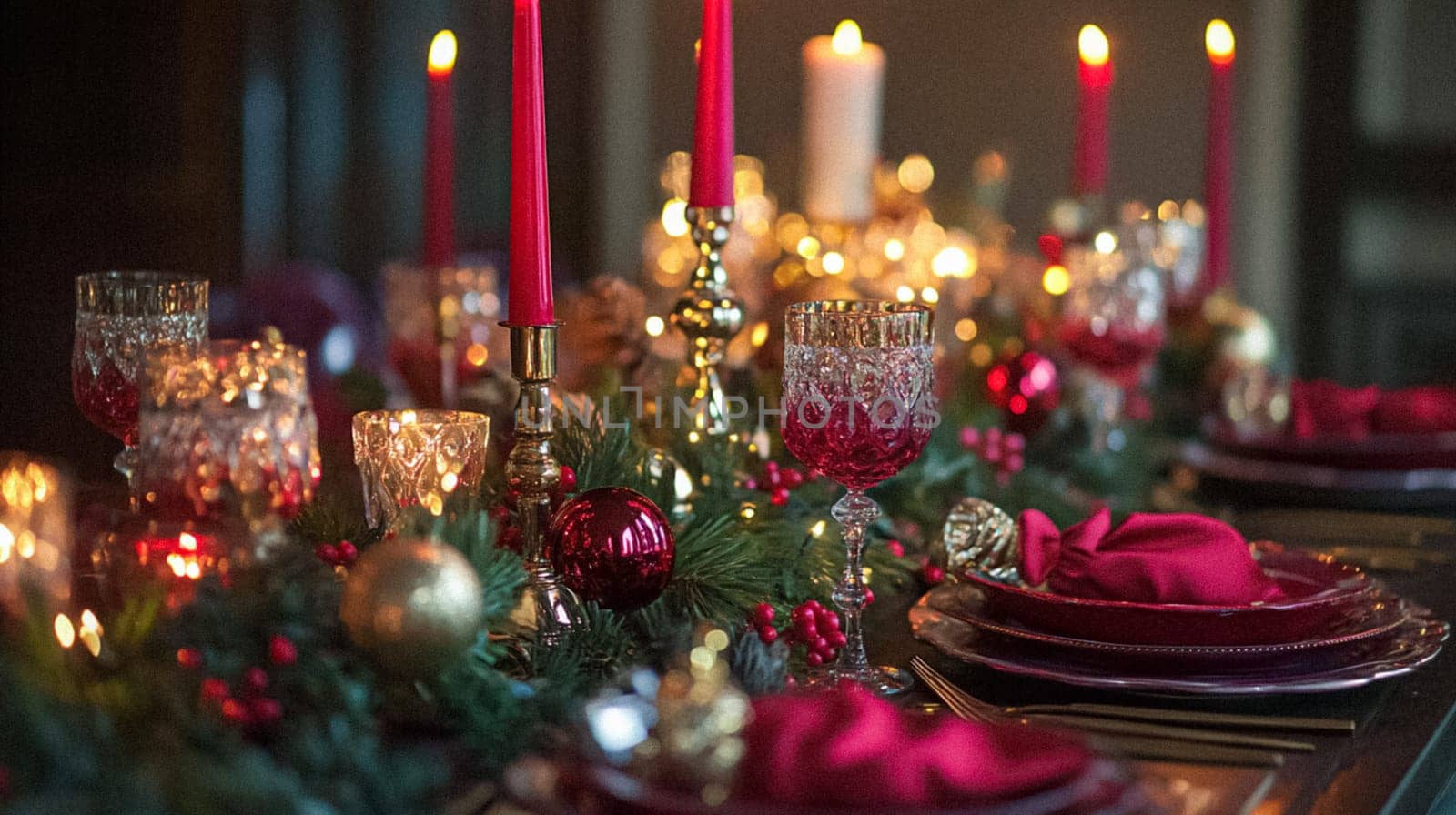 Country manor decorated for Christmas, Merry Christmas holiday idea