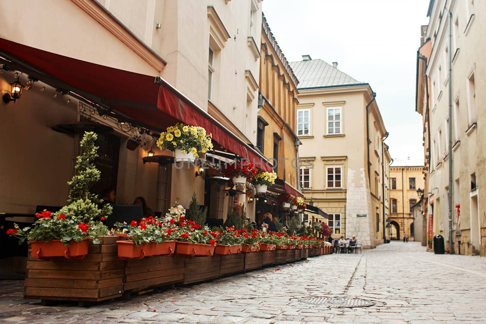 Old cozy European streets in the center of Krakow