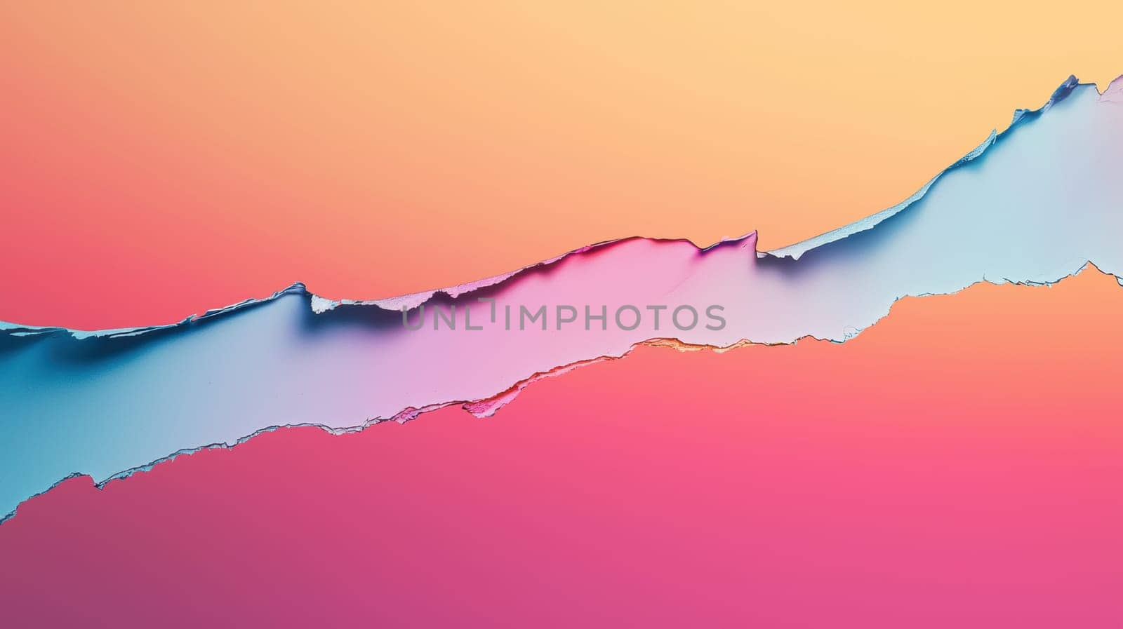 Vibrant colors emerge through a horizontal tear across a gradient background, creating a bold and dynamic abstract composition. perfect for eye-catching social media graphics and modern design projects.