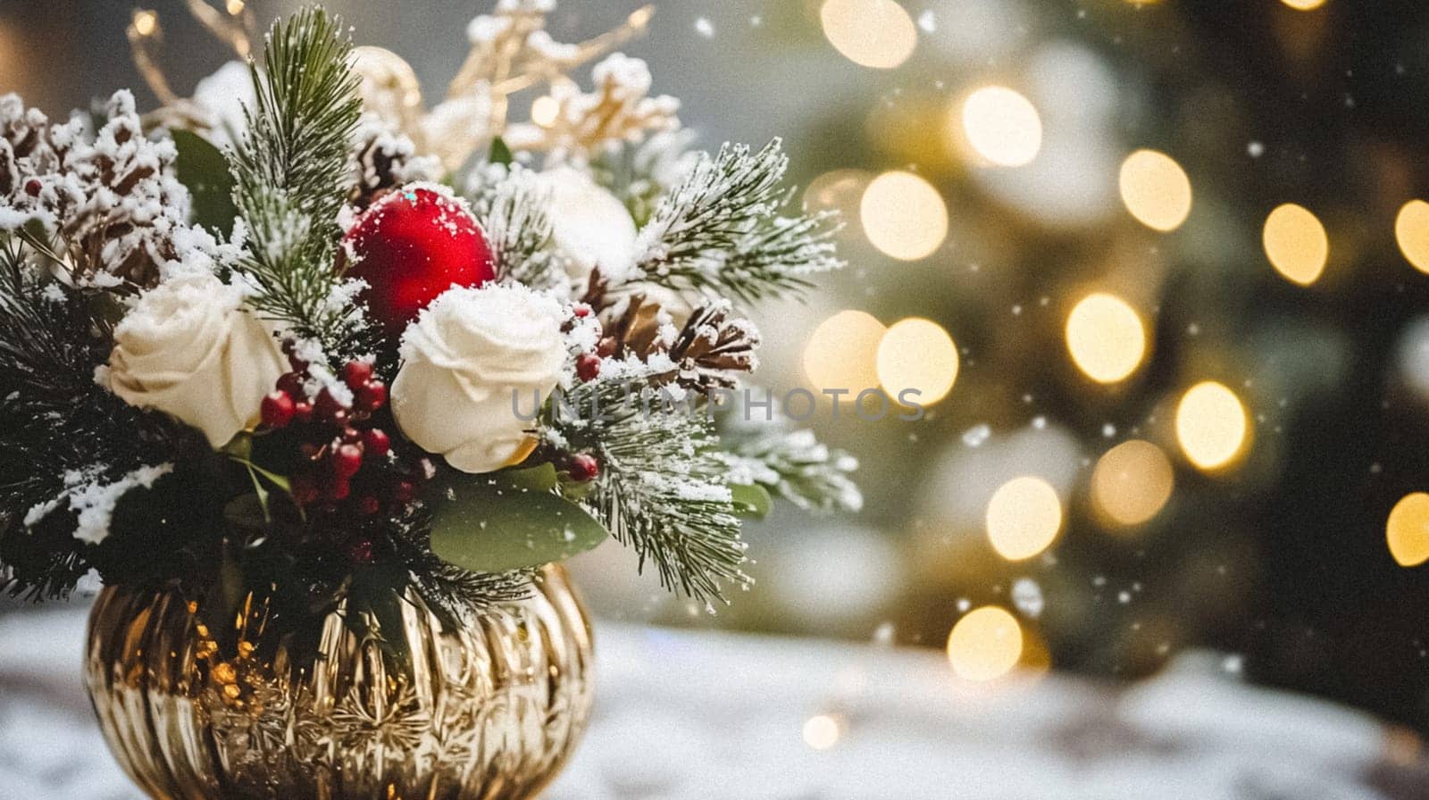 Country manor decorated for Christmas, Merry Christmas holiday idea