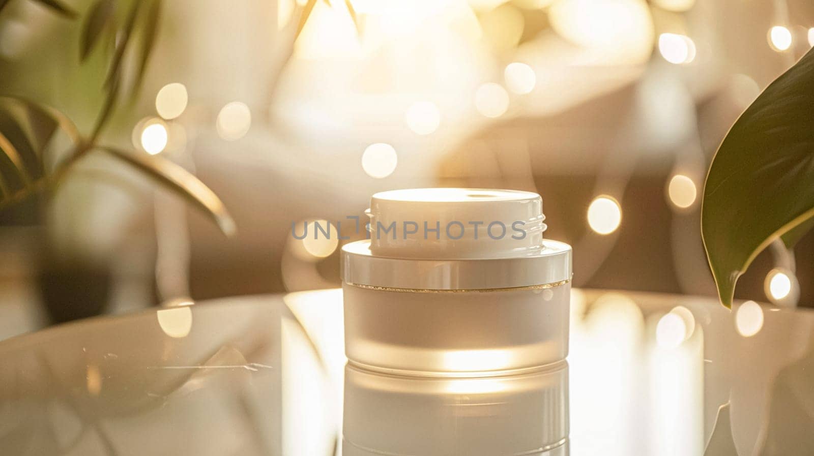 Cosmetic cream in a glass jar. Skin care concept. Background for beauty products
