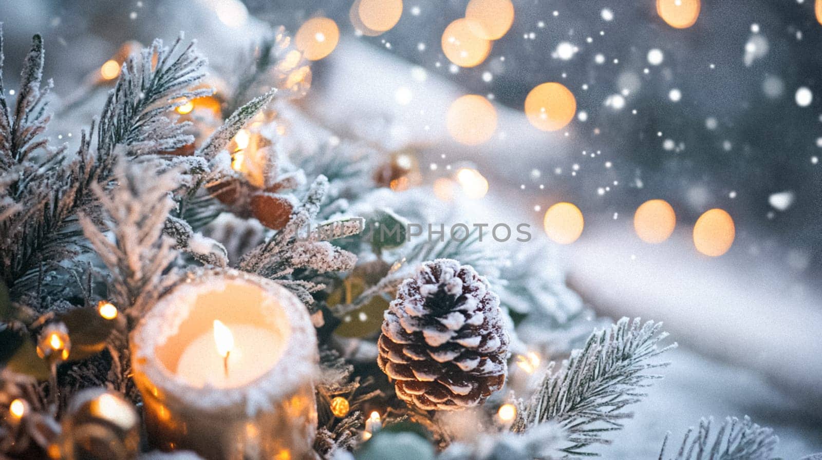 Country manor decorated for Christmas, Merry Christmas holiday idea