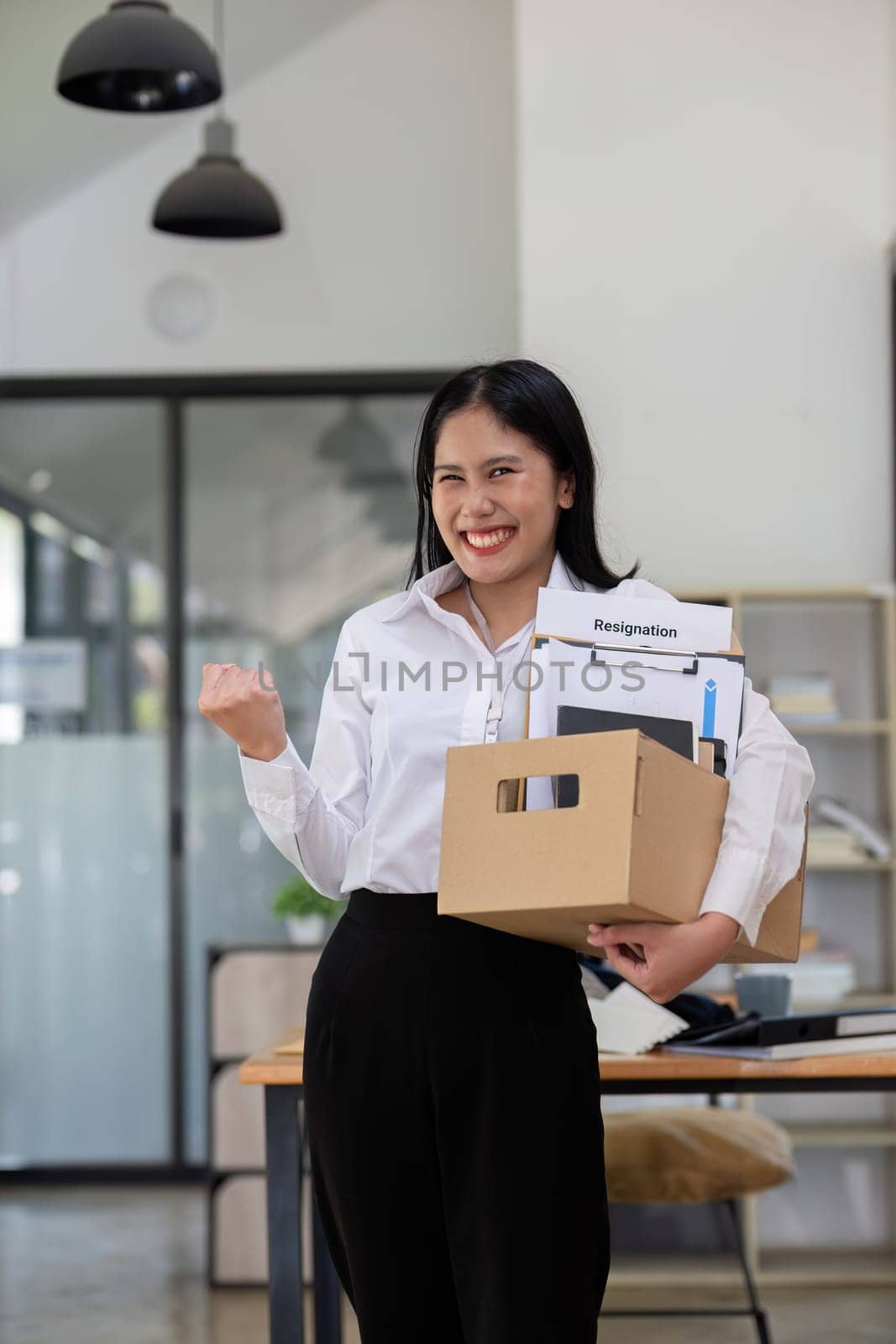 Excited woman feeling cheerful celebrating online winning result Inspired by great offers Or a new opportunity, pass the exam, get a job. by wichayada