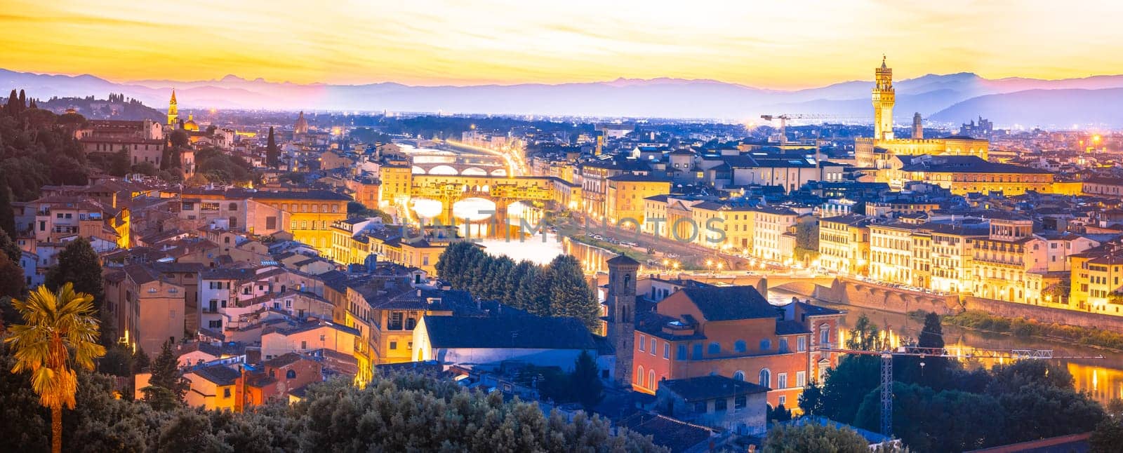 Florence cityscape panoramic evening view by xbrchx