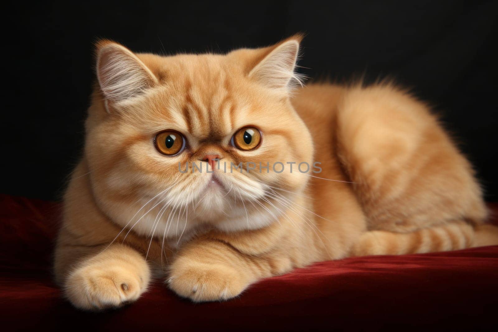 Portrait of a cute cat looking away. Exotic Shorthair cat breed.