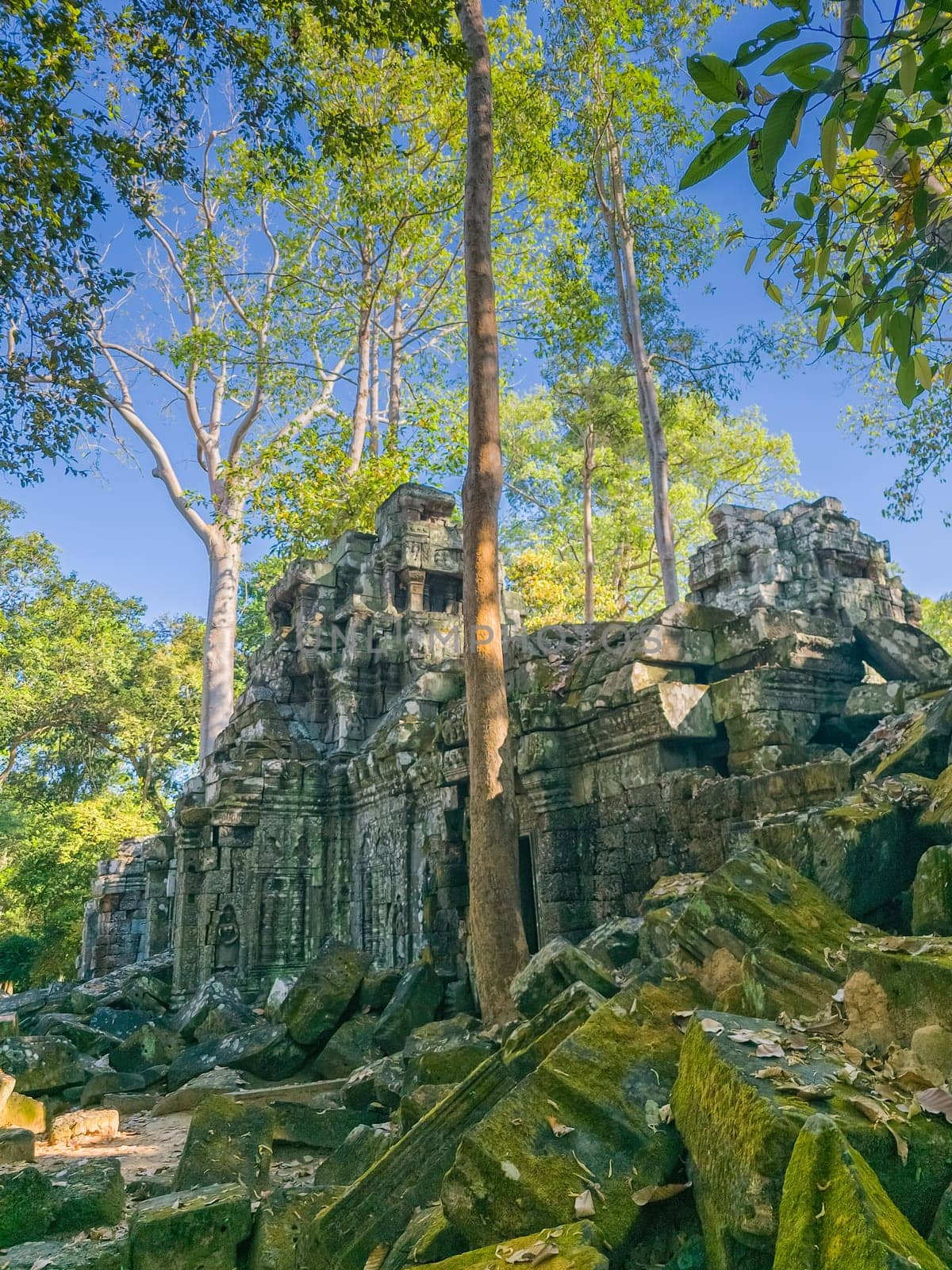 Ruin of ancient Ta Nei Wat temple in Angkor, Cambodia