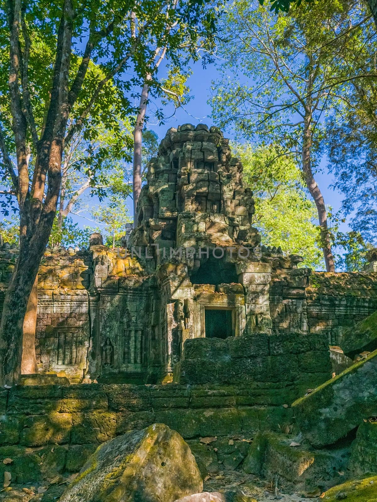 Ruin of ancient Ta Nei Wat temple in Angkor, Cambodia
