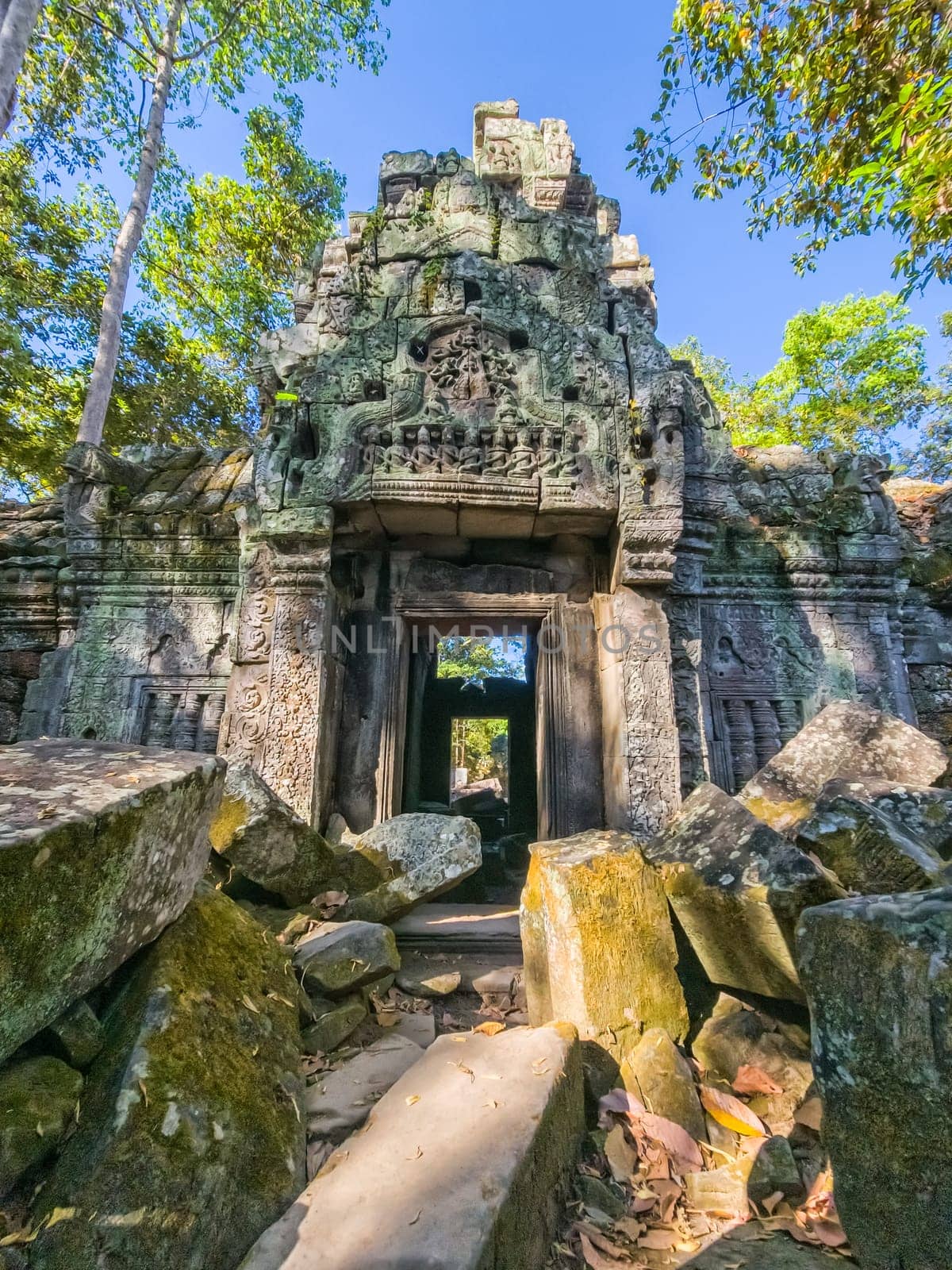 Ruin of ancient Ta Nei Wat temple in Angkor, Cambodia