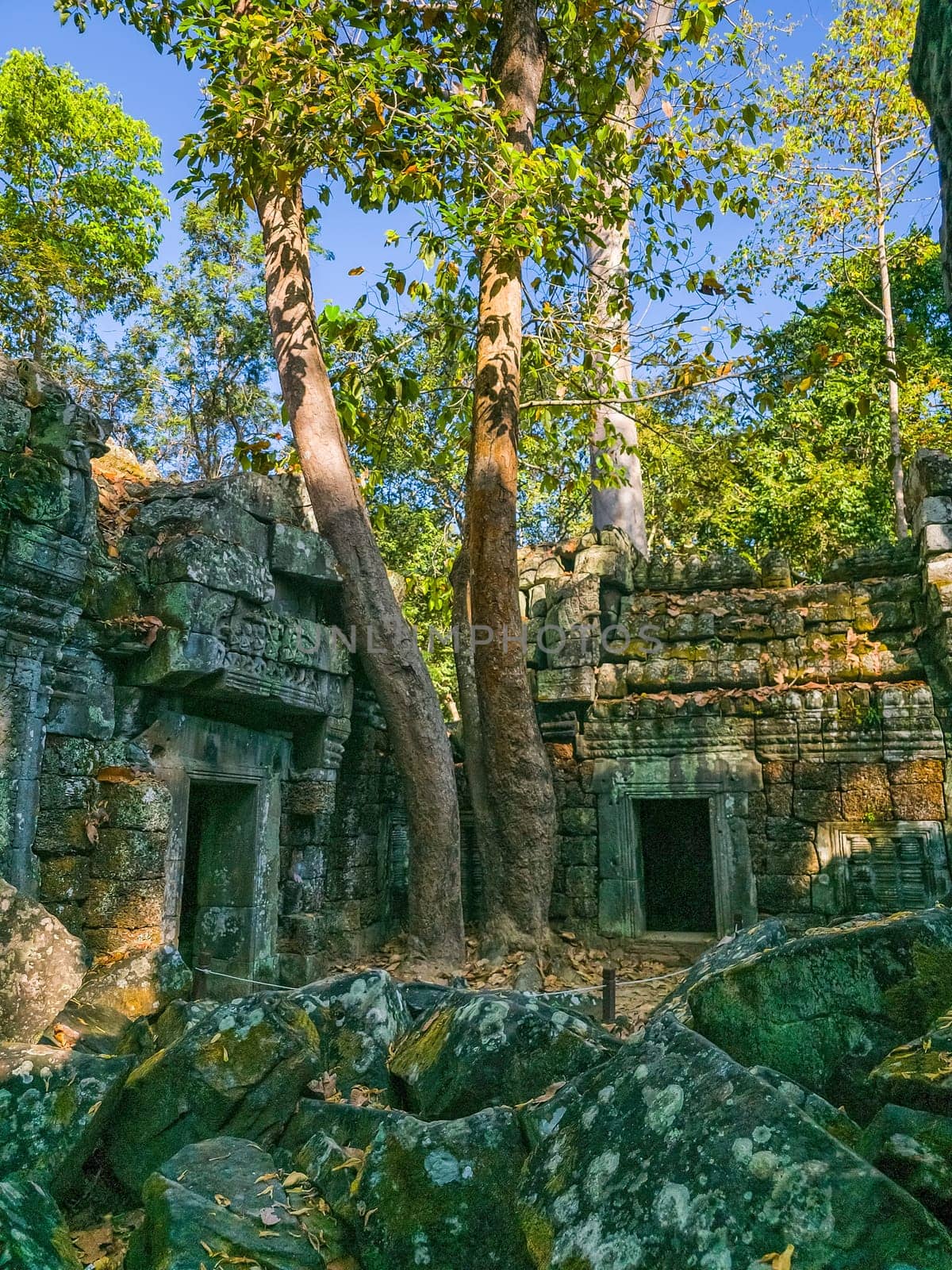 Ruin of ancient Ta Nei Wat temple in Angkor, Cambodia