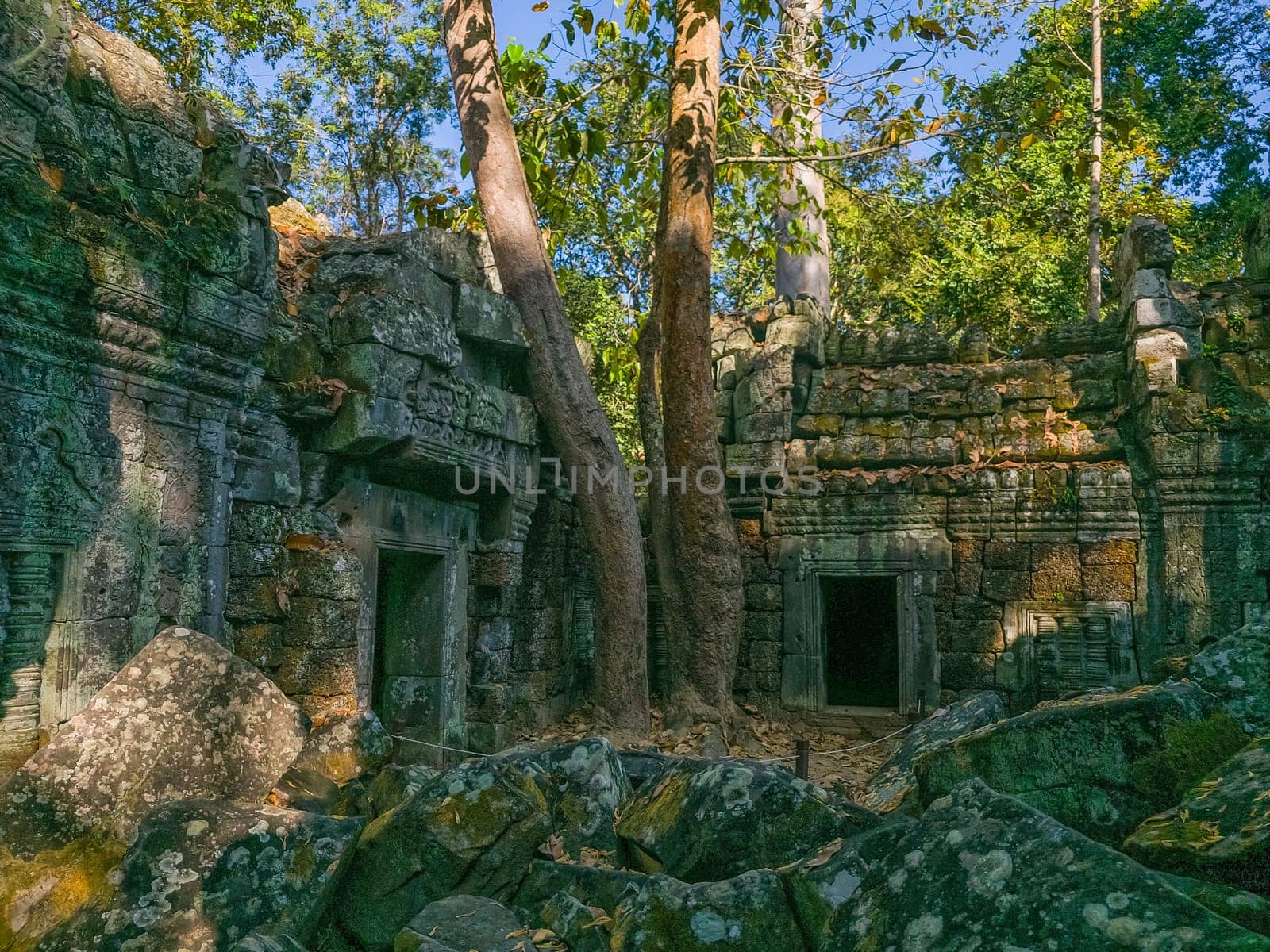 Ruin of ancient Ta Nei Wat temple in Angkor, Cambodia
