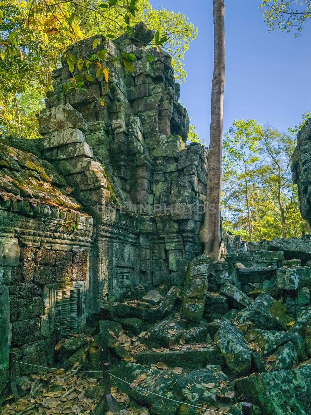 Ruin of ancient Ta Nei Wat temple in Angkor, Cambodia