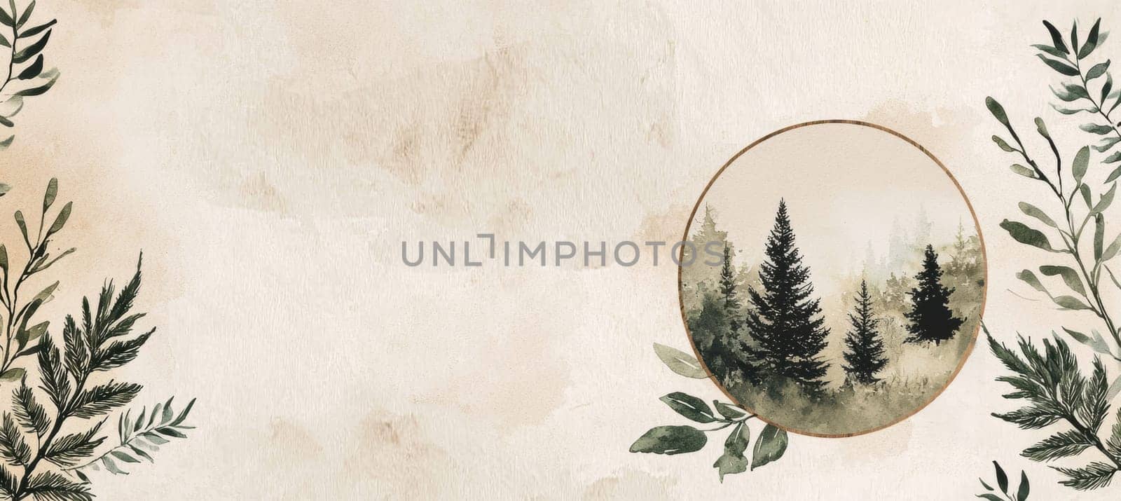 Rustic email signature design featuring a soft beige and green color palette with subtle leaf illustrations. a circular frame with a rustic border houses the profile picture, enhancing the natural, earthy aesthetic perfect for farmers.
