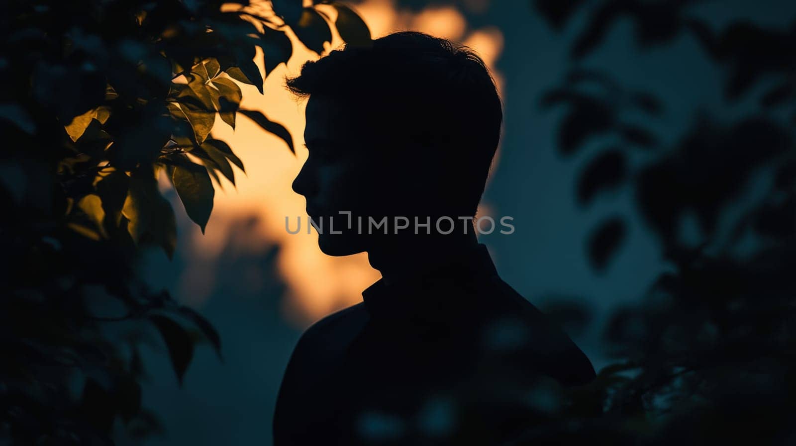 Surreal image of a man composed of darkness, edges blending with the shadows