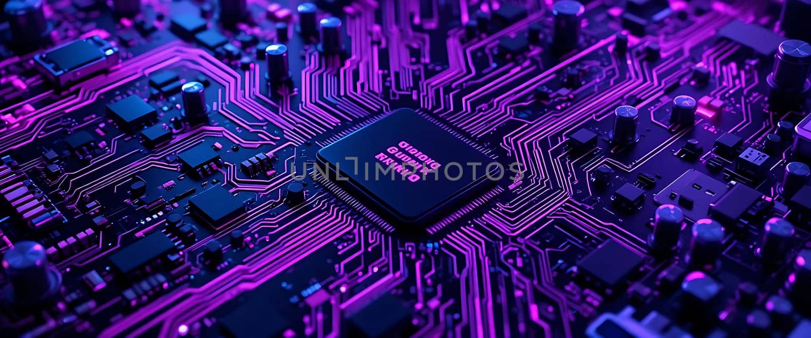 Bathed in neon glow, a labyrinth of circuits pulses with life. Mystery and awe dance on silicon edges, whispering secrets of the digital unknown.