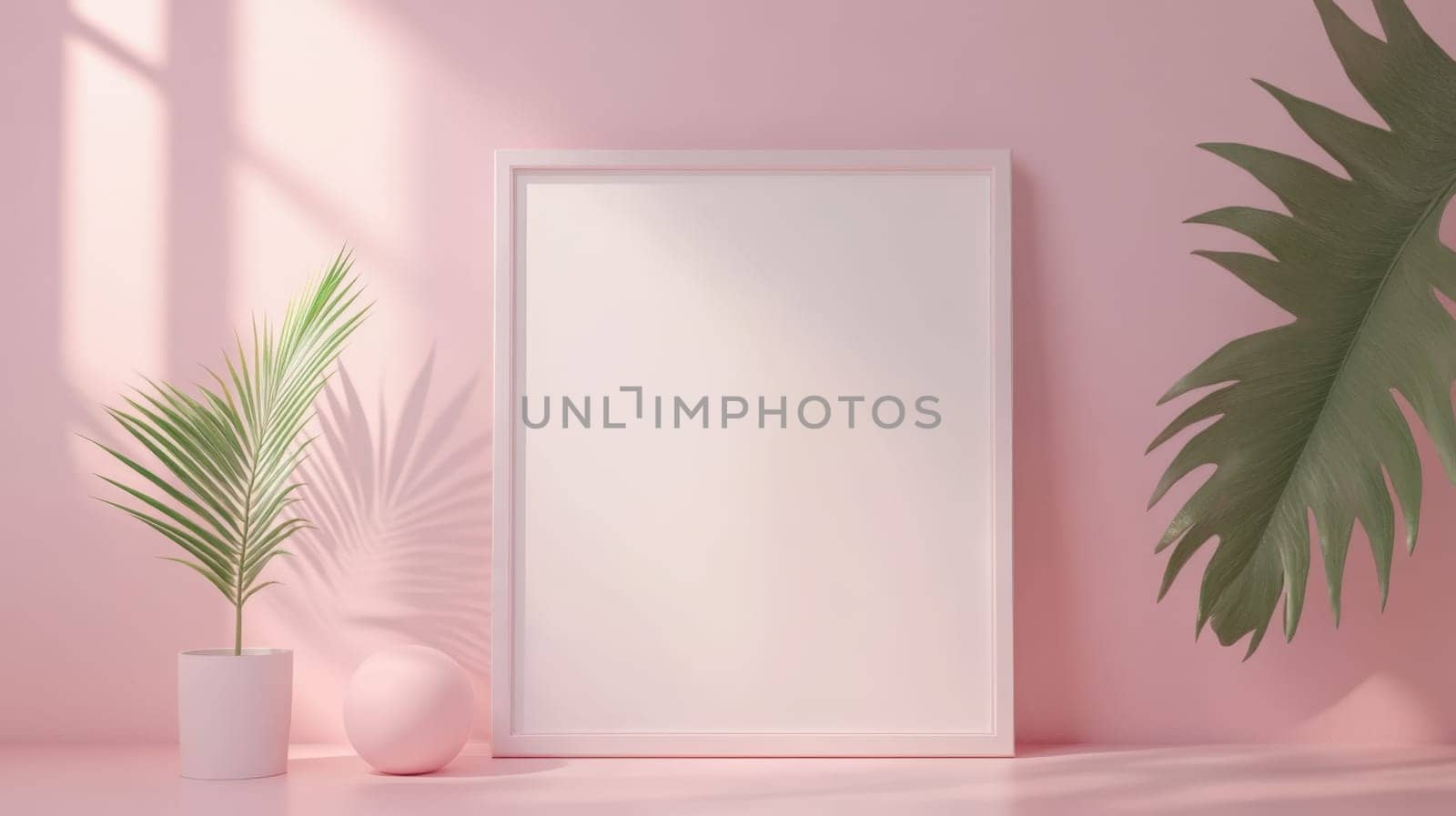 3d scene in pastel color with frame mockup