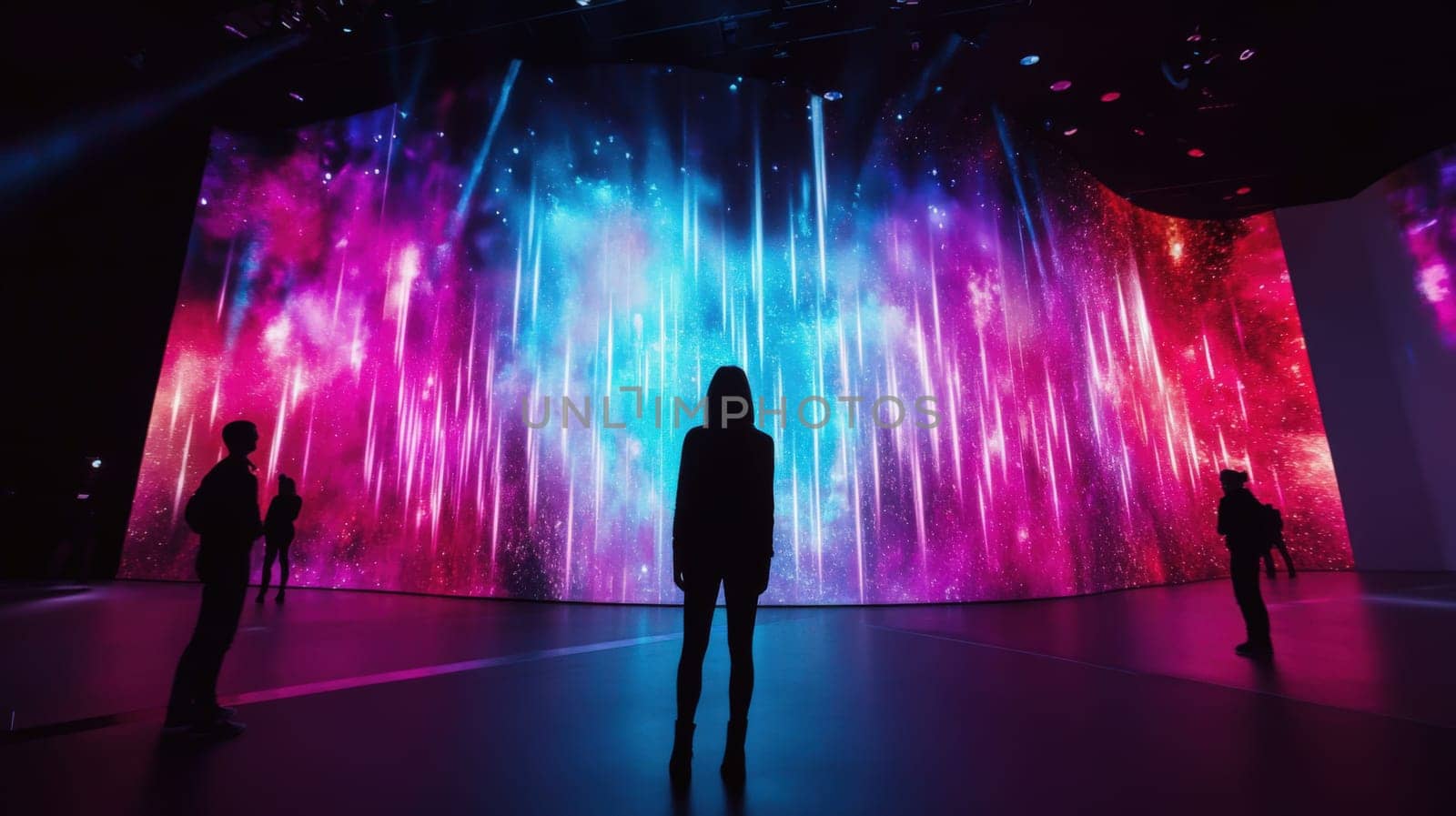 Silhouette on stage, enhanced by captivating visuals