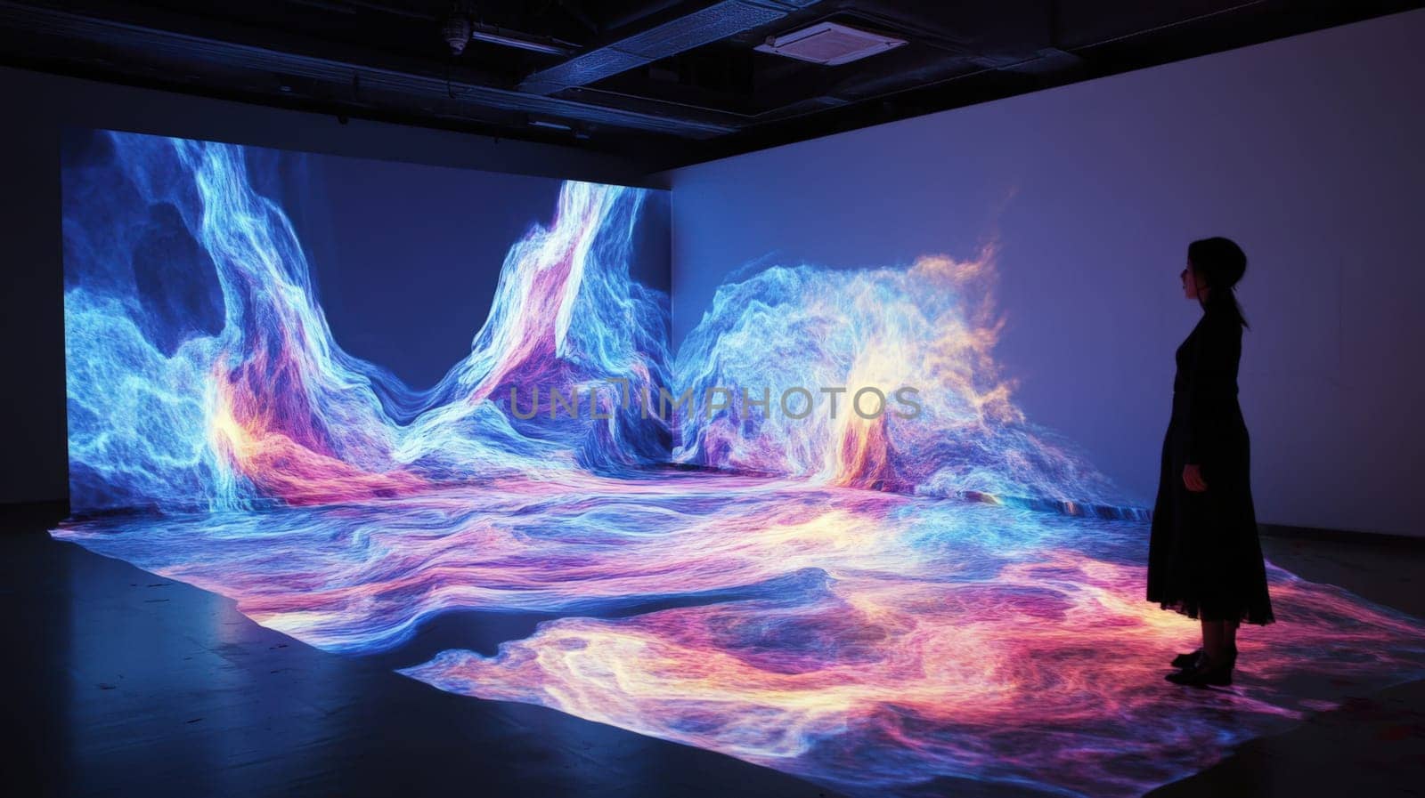 Silhouette on stage, enhanced by captivating visuals