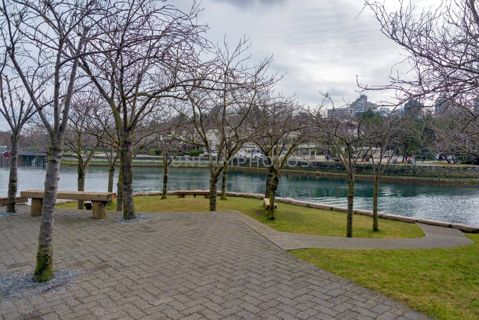 Ron Basford park on Granville island on winter day in Vancouver, Canada.