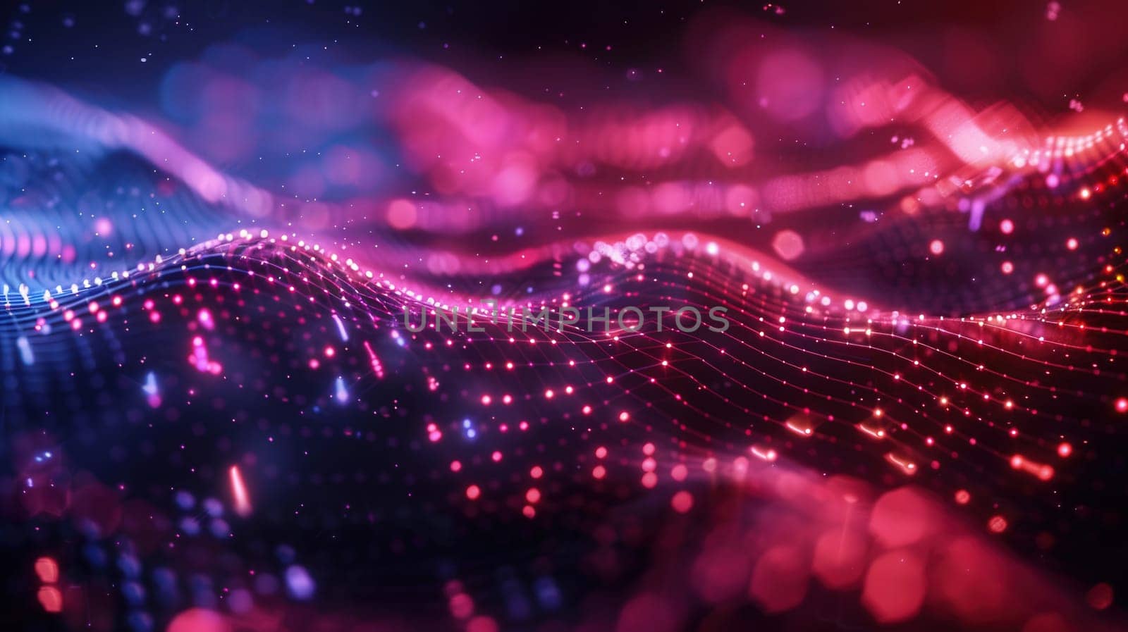 Digital cyberspace with particles and digital data network connections