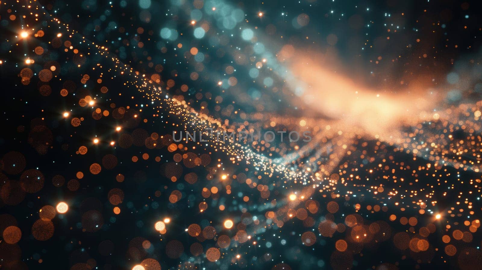 Digital cyberspace with particles and digital data network connections