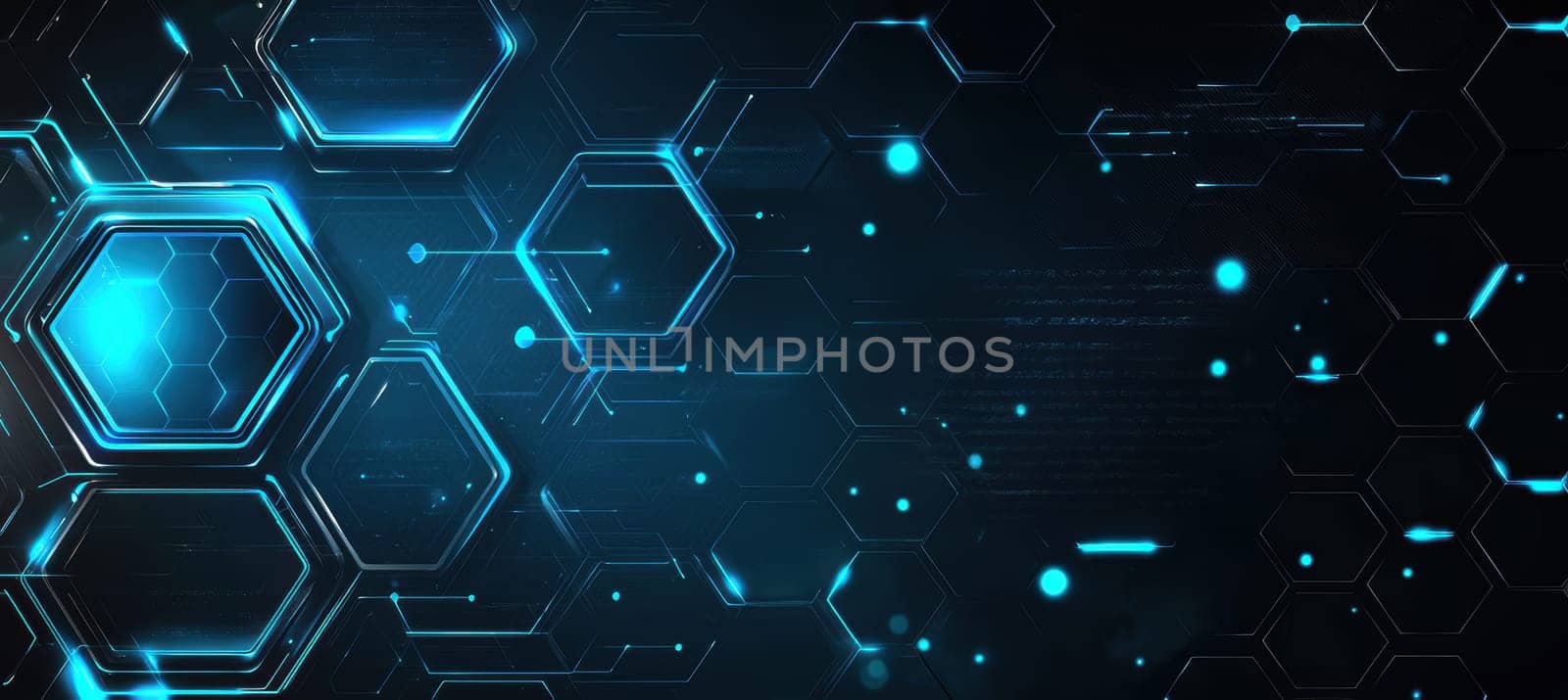 Sleek, futuristic email signature design for an ai researcher featuring a metallic background with glowing blue accents. the profile picture is framed in a hexagonal shape, while contact details align with modern, tech-inspired aesthetics.