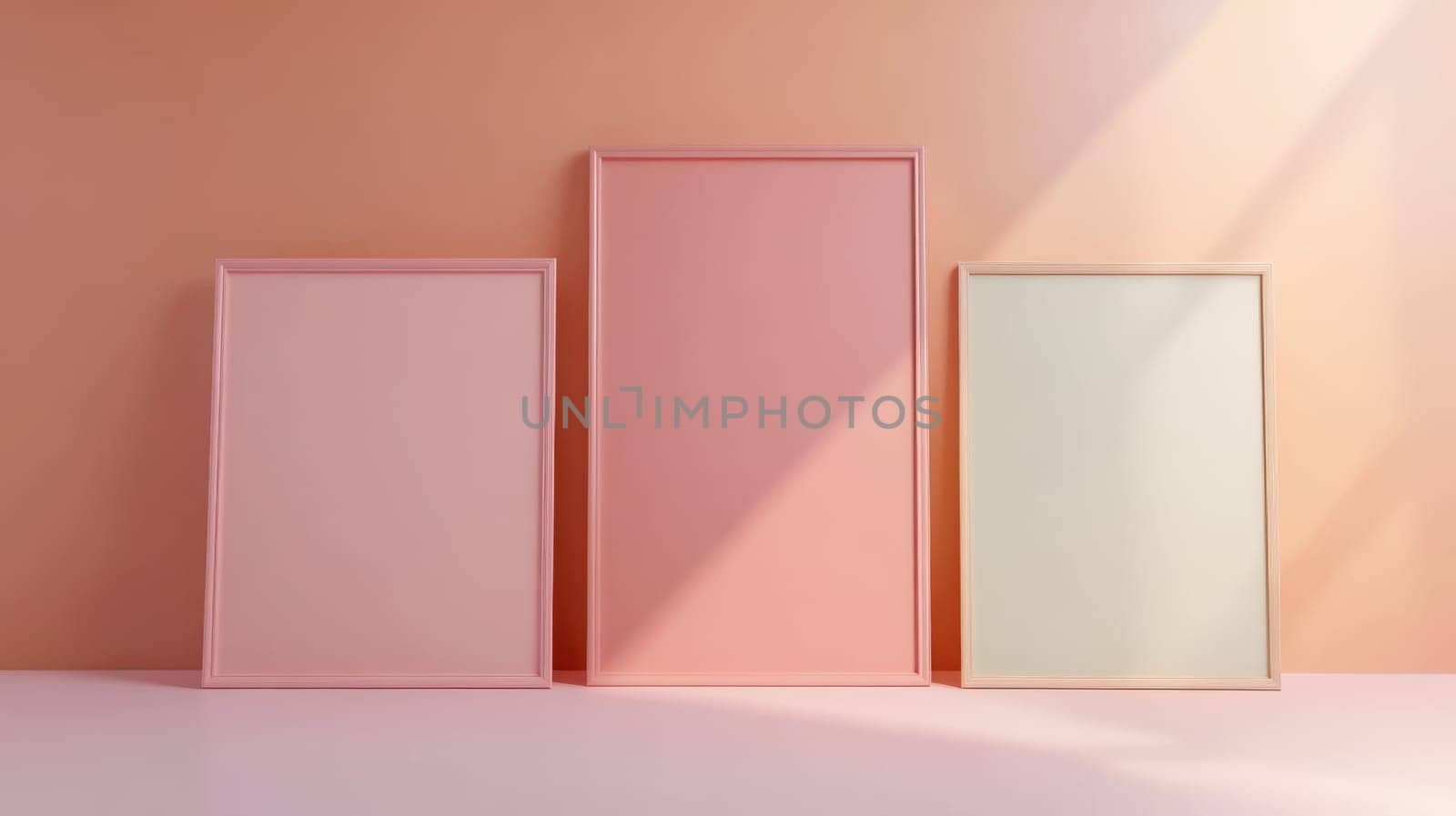 Simple 3d mockup with frames in pastel