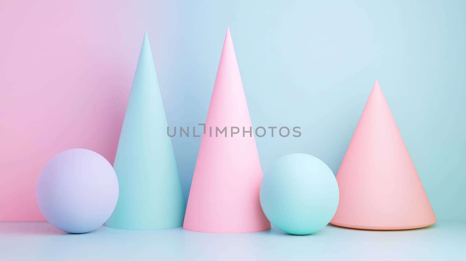 3D abstract shapes in a pastel