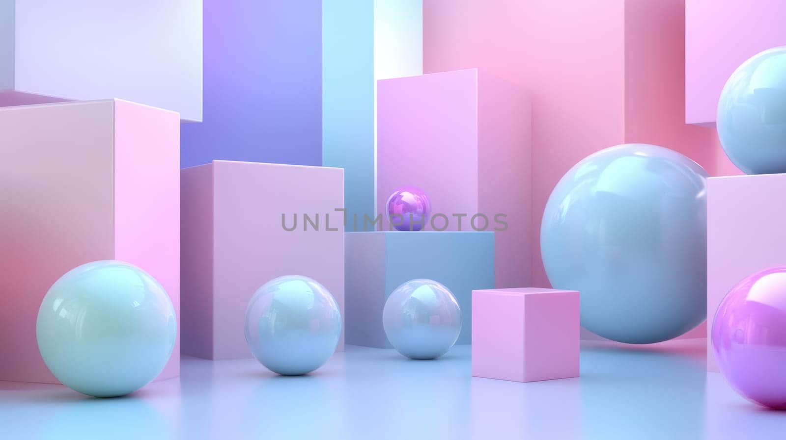 3D abstract shapes in a pastel