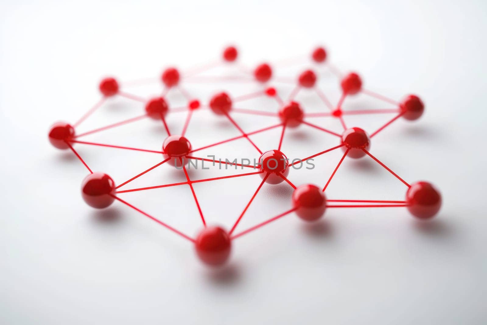 An Abstract representation of network symbolizing connectivity, success, and growth. red nodes and connections illustrate business expansion
