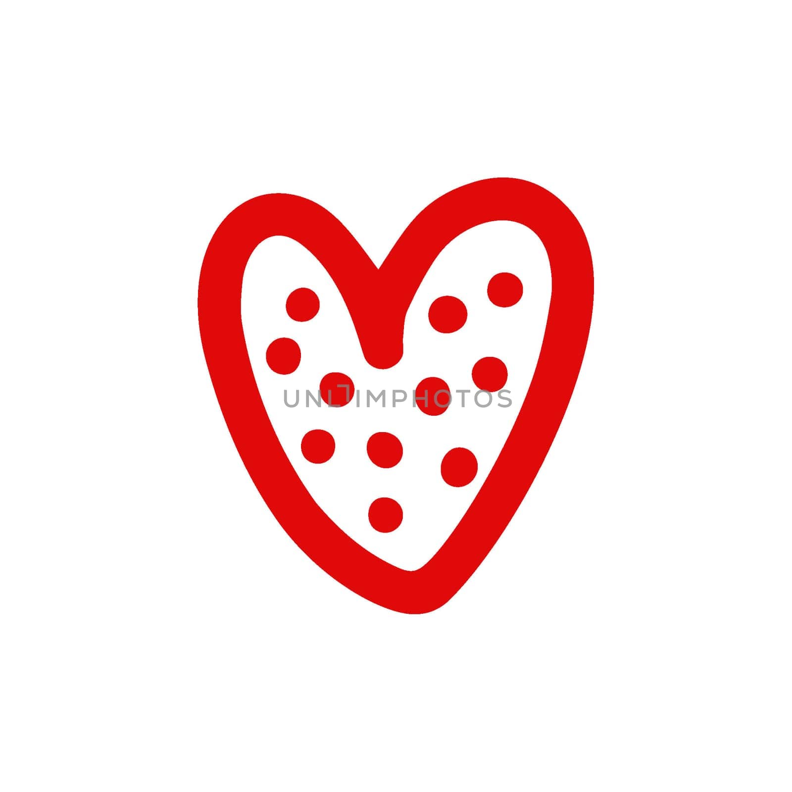 Red simple heart in doodle style for Valentine's Day. Love sign