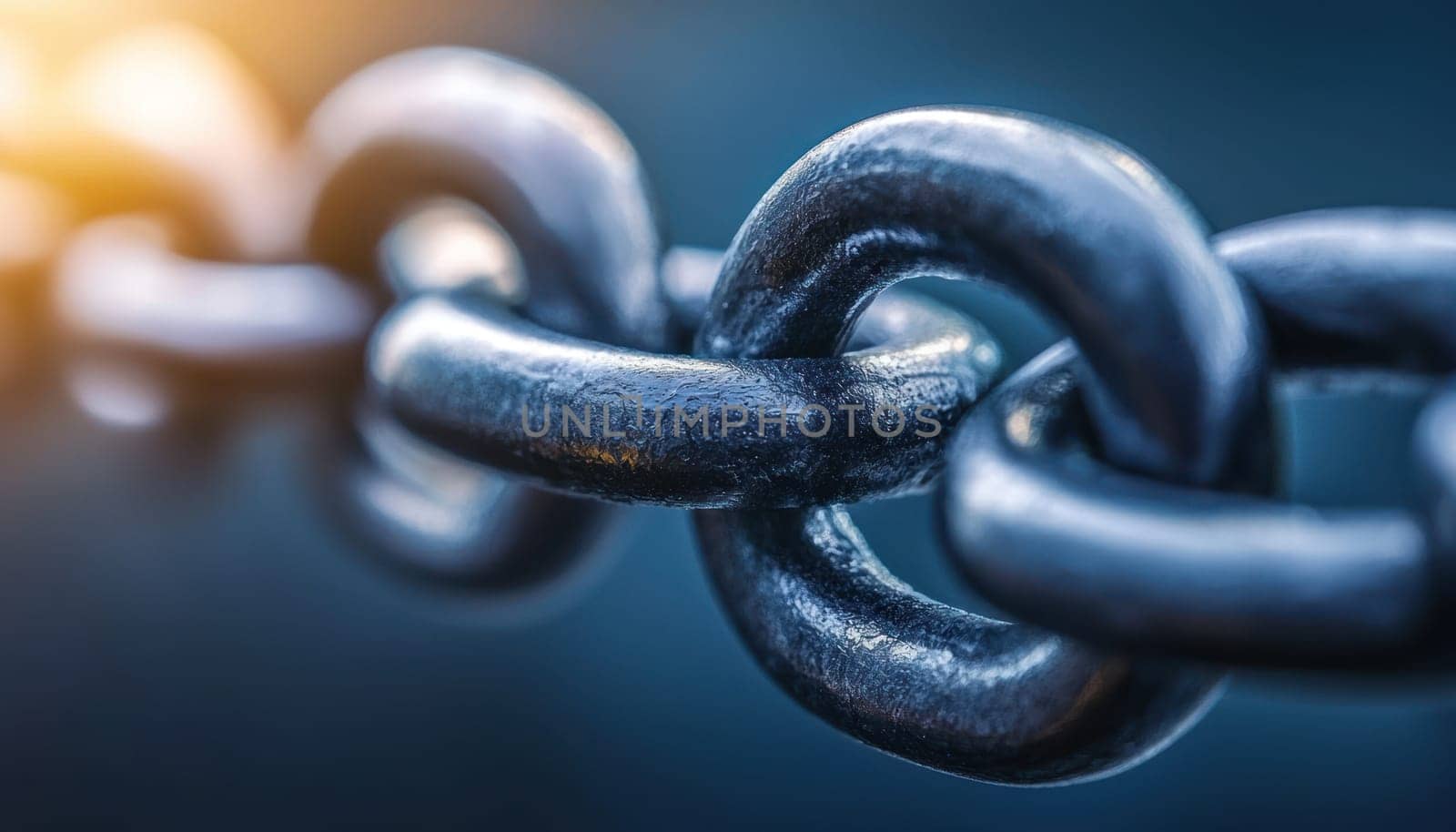 A Strong chain links symbolize unity and resilience in teamwork and business success