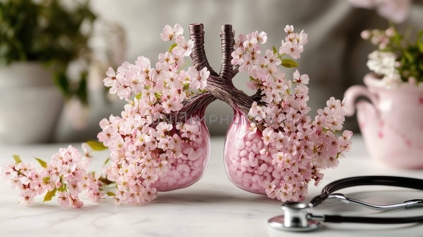 Lung demonstration: respiratory model, tuberculosis awareness, medical diagnosis, disease prevention, global health focus, care initiative, infection control, educational display, healthcare effort
