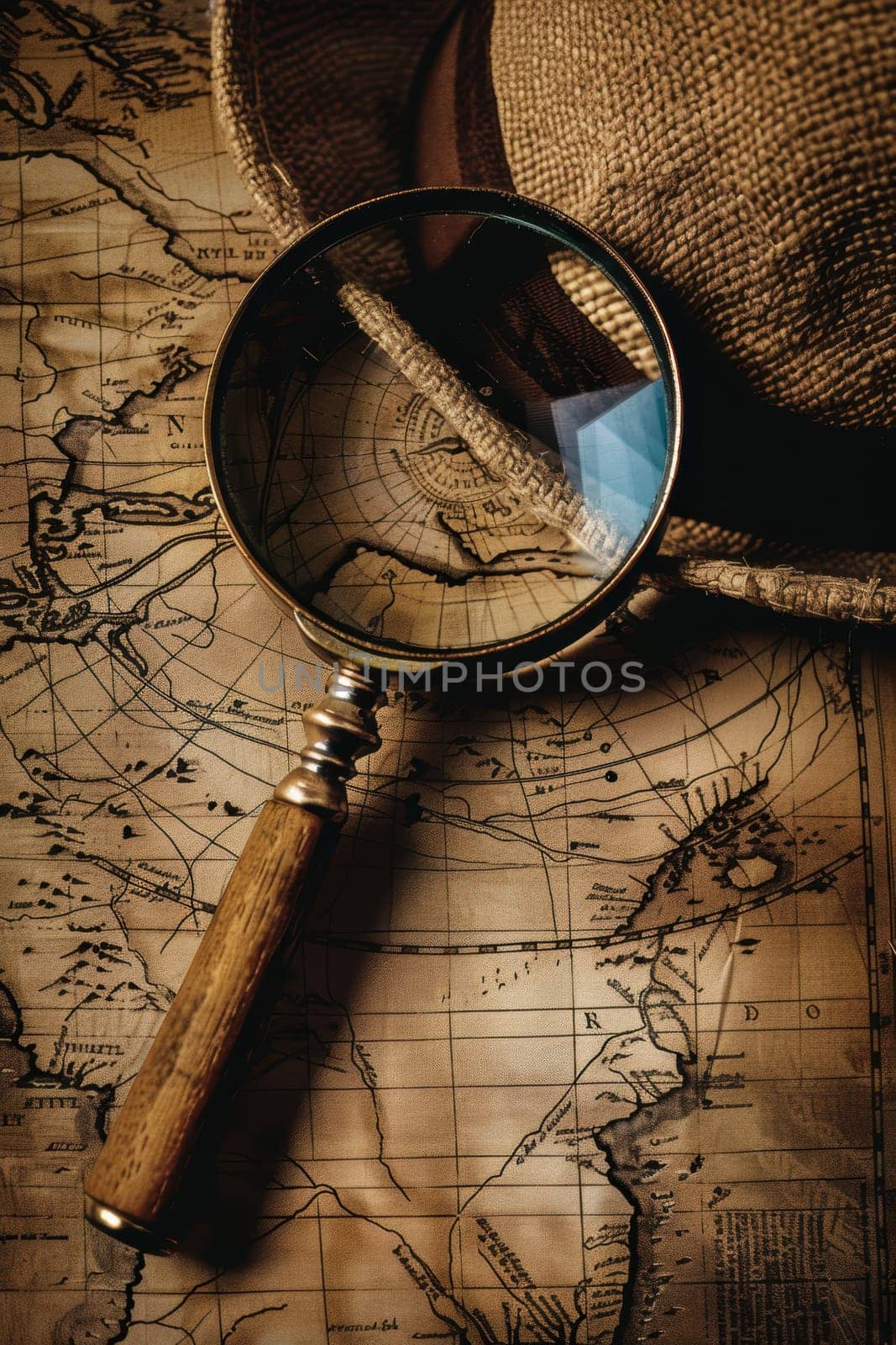 Intriguing and thematic book cover featuring a vintage detective hat and magnifying glass over an antiqued map. perfect for historical murder mystery novels, this design evokes mystery and nostalgia with sepia tones and classic elements.
