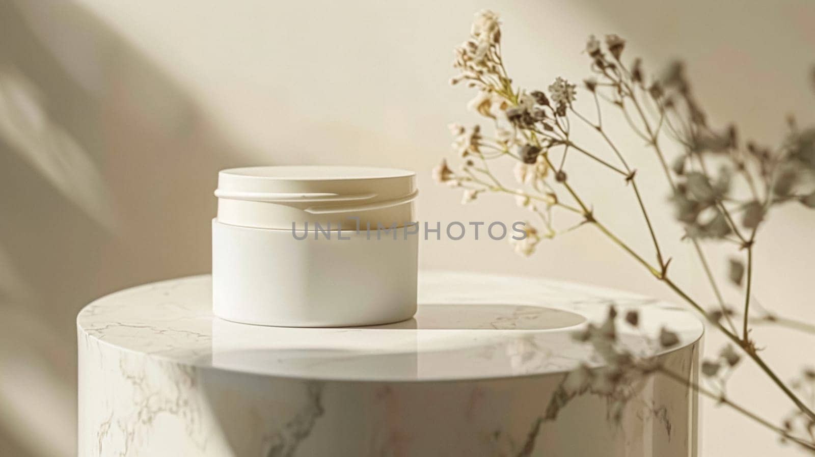 Cosmetic cream in a glass jar. Skin care concept. Background for beauty products