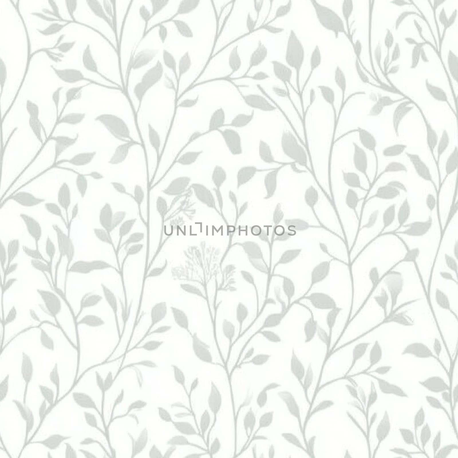 Seamless pattern featuring delicate light green leaves and branches on a white background, perfect for nature inspired designs