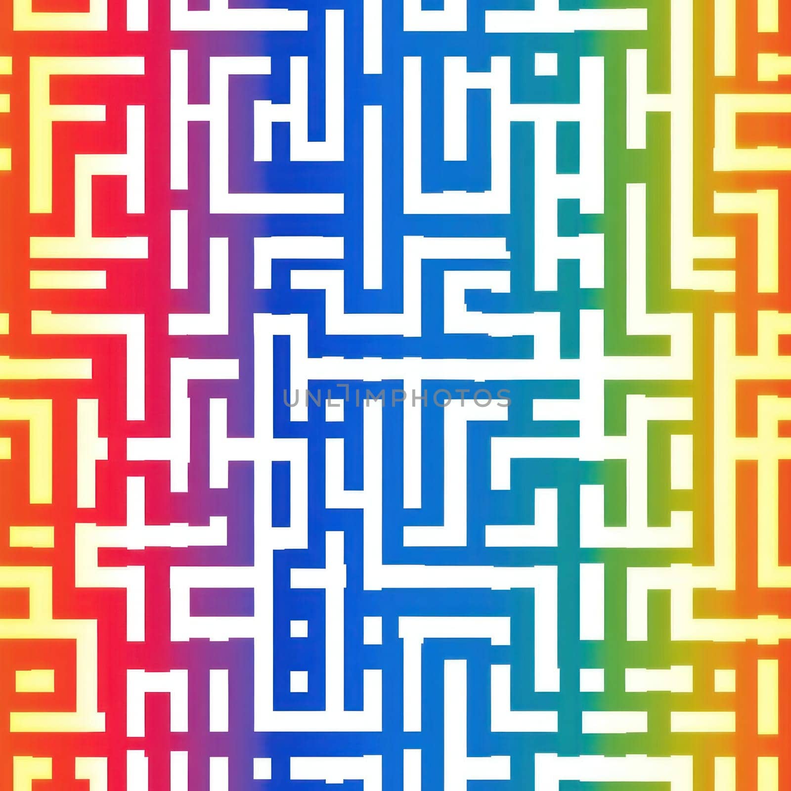 Intricate maze pattern forming a vibrant and colorful backdrop, ideal for designs related to problem solving, challenges, and strategy