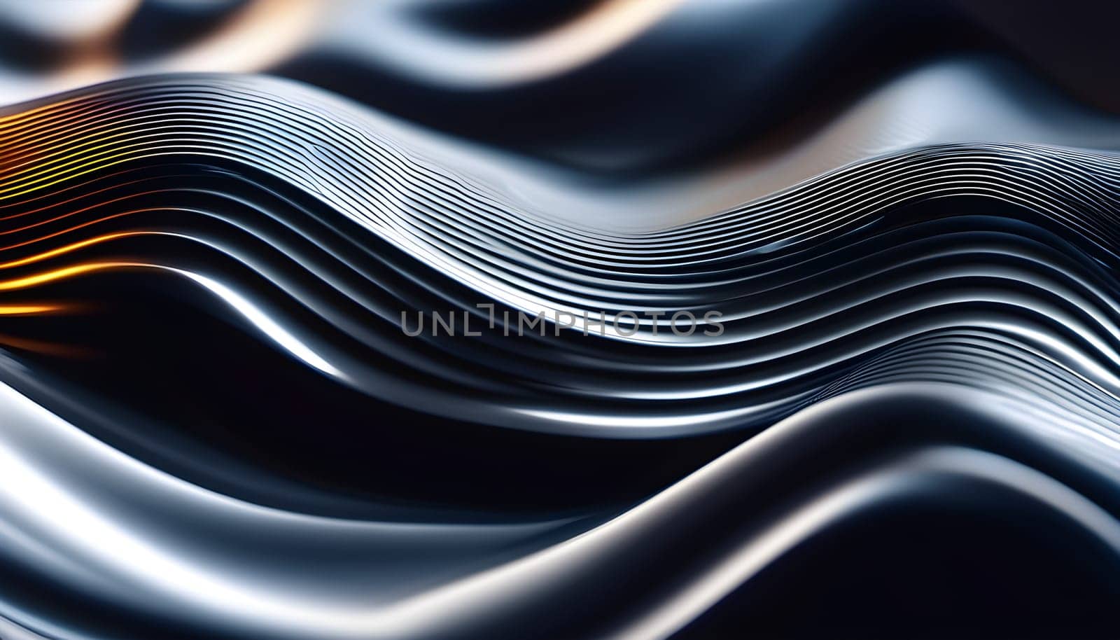 Abstract digital artwork depicting waves flowing like liquid metal, showcasing dynamic motion, metallic textures, and futuristic aesthetics.