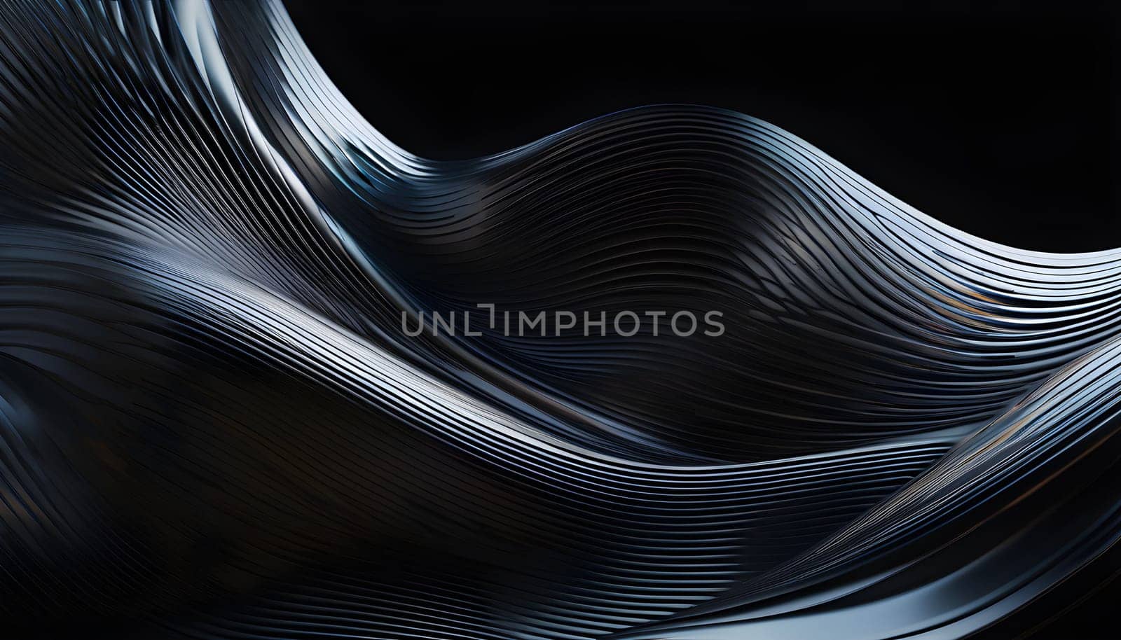 Abstract digital artwork depicting waves flowing like liquid metal, showcasing dynamic motion, metallic textures, and futuristic aesthetics.