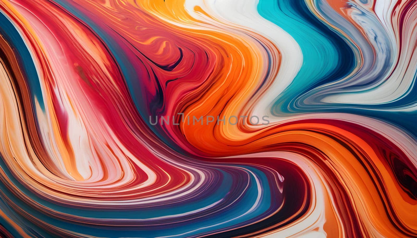 Vibrant, swirling paint patterns mimic the look of marble with rich, fluid textures and bold, colorful designs.