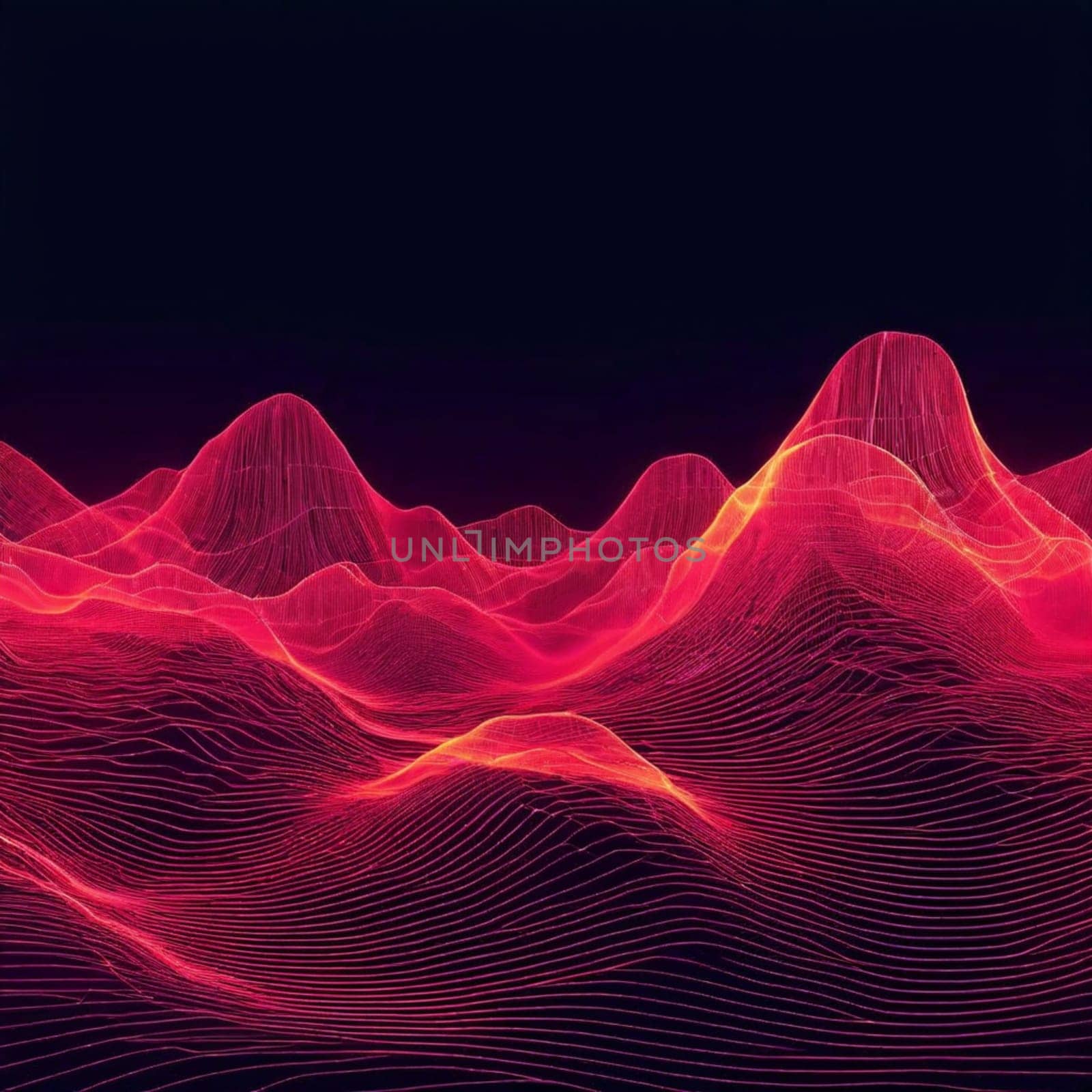 A dynamic wave of intersecting wireframe lines creating a sense of movement, flow, and structure.