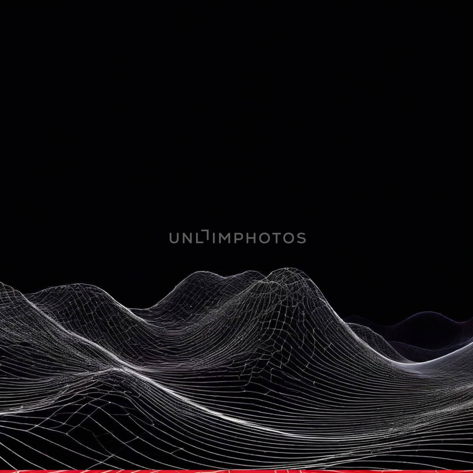 A dynamic wave of intersecting wireframe lines creating a sense of movement, flow, and structure.