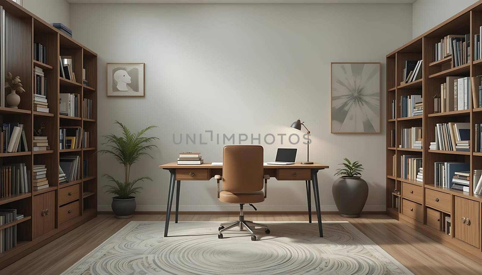 A serene sanctuary of knowledge beckons, where wood and light intertwine. The air whispers of old pages, as gentle sunlight caresses the calm. Tranquility reigns, inviting quiet reflection and endless discovery.
