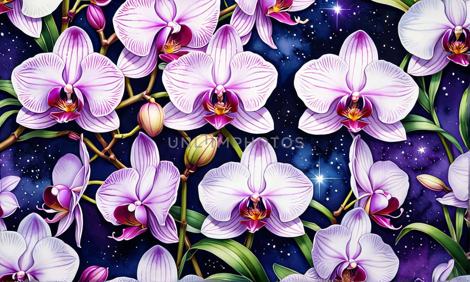 Stunning abstract orchid, bright colors, artistic floral pattern, ideal for creative design projects, bold nature themes, vivid backgrounds, or elegant decor accents