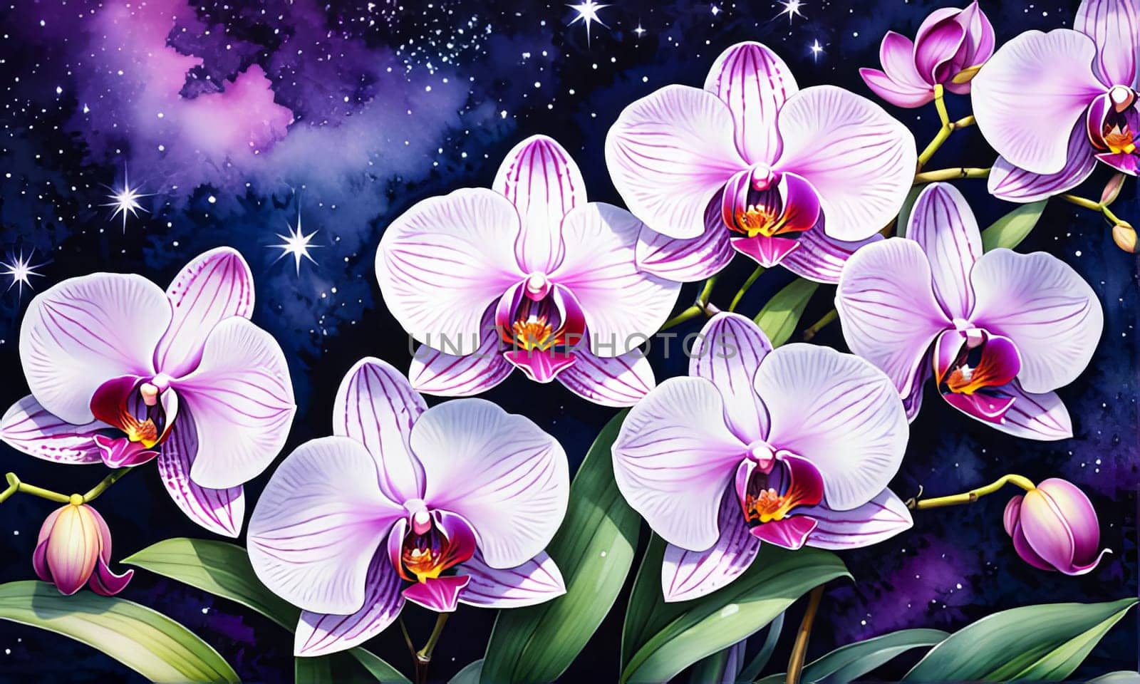Stunning abstract orchid, bright colors, artistic floral pattern, ideal for creative design projects, bold nature themes, vivid backgrounds, or elegant decor accents