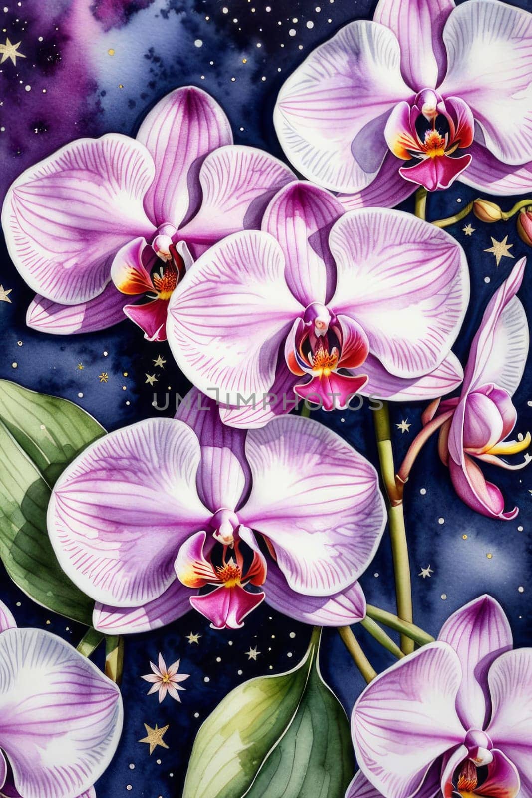Colorful orchid close-up, bold purple and pink, detailed petals, perfect for floral art, nature themes, vibrant backgrounds, or exotic decor inspirations