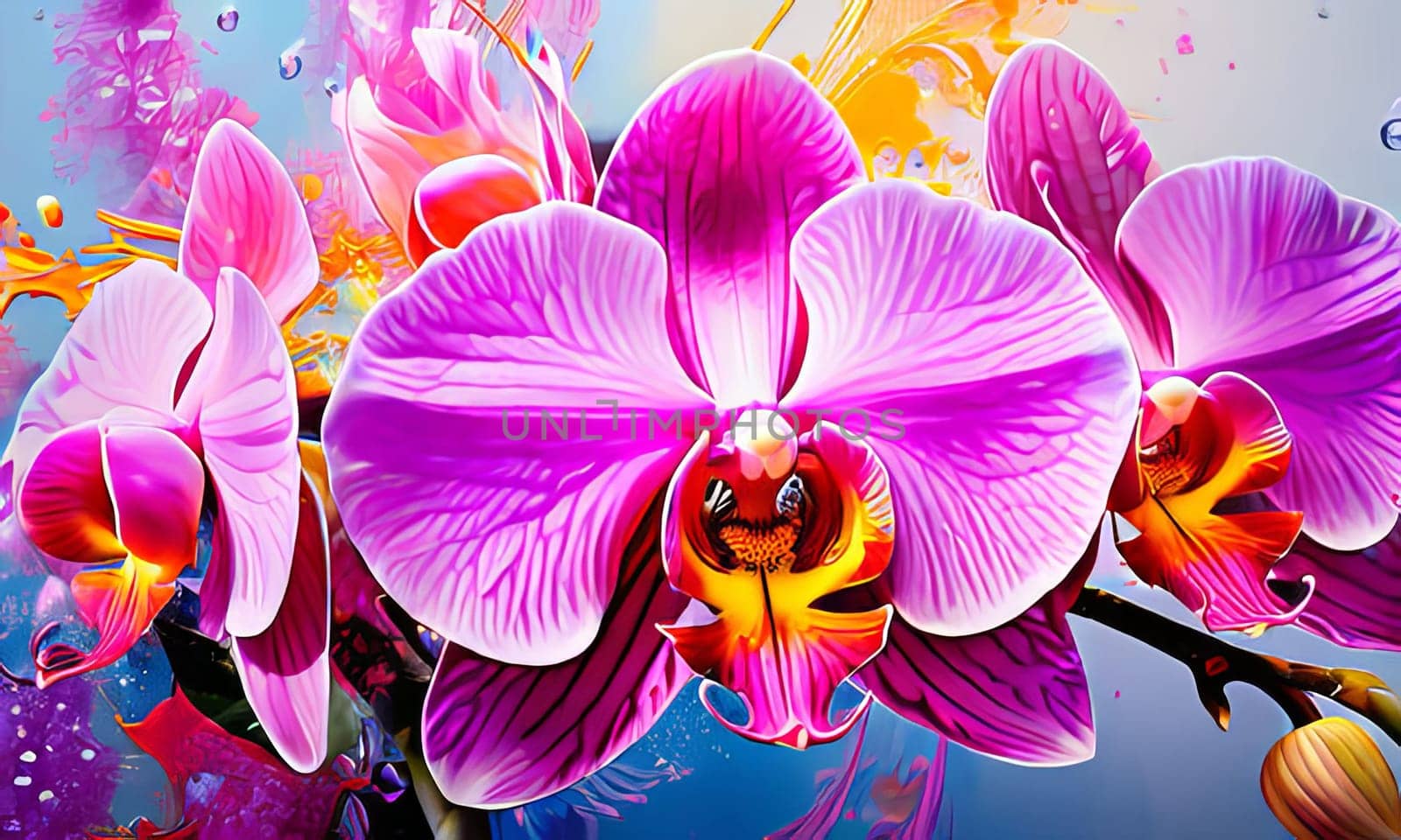 Stunning orchid close-up, rich colors, intricate details, perfect for floral art, nature-themed designs, vibrant backgrounds, or exotic decor inspirations