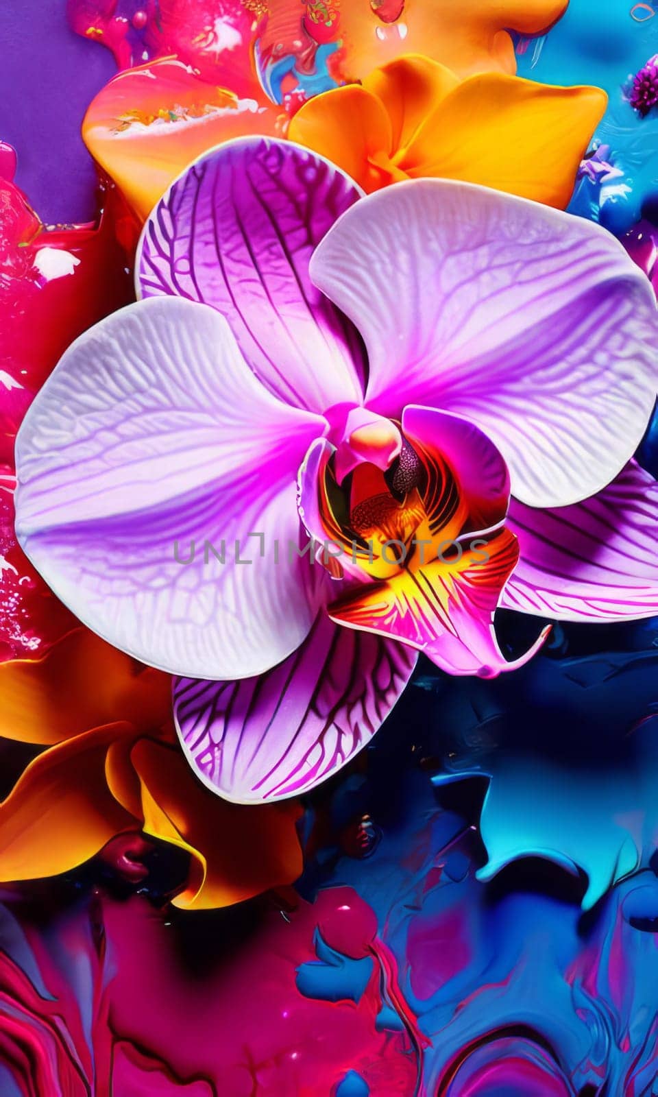 Stunning orchid close-up, rich colors, intricate details, perfect for floral art, nature-themed designs, vibrant backgrounds, or exotic decor inspirations