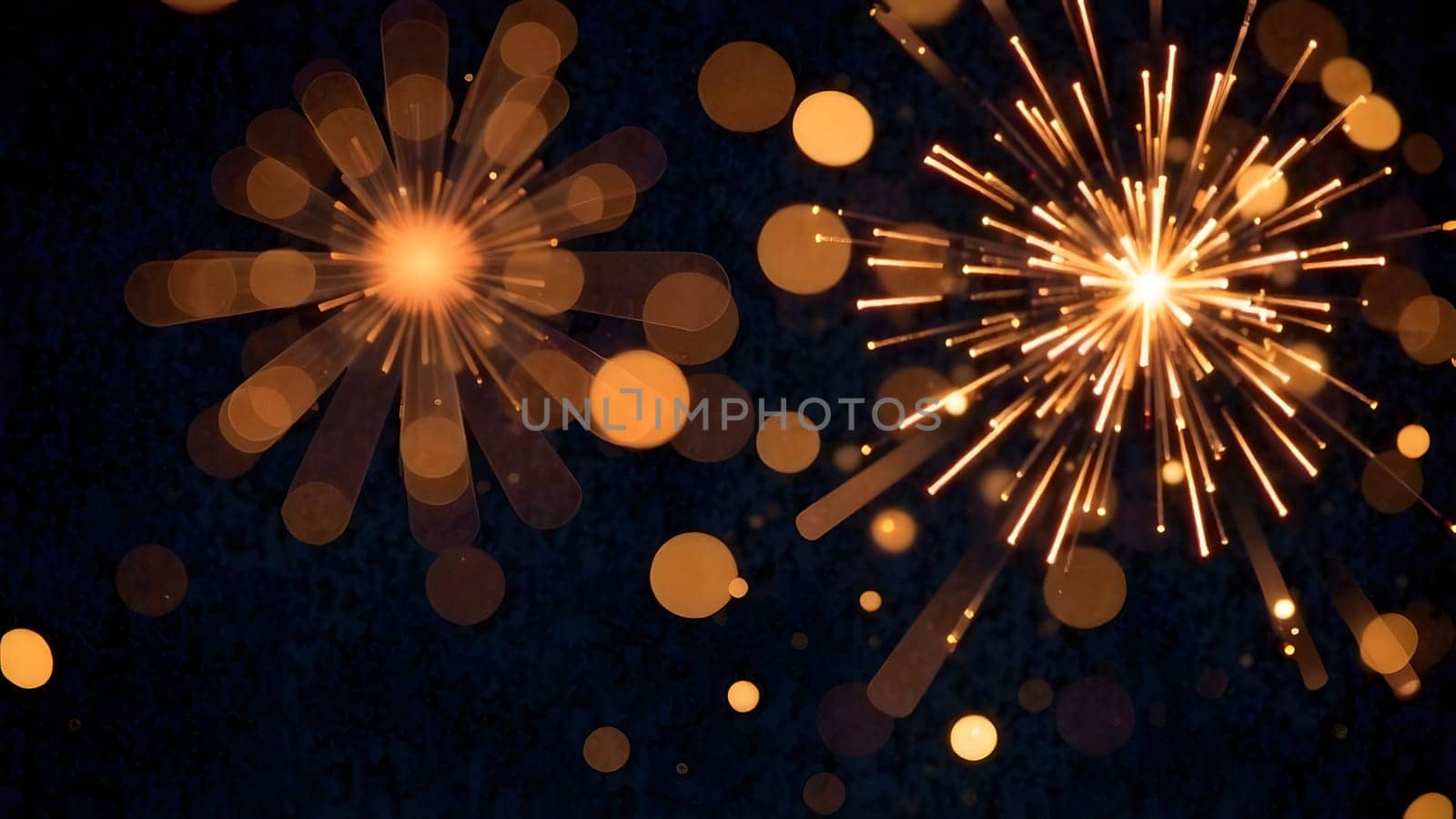 Golden bokeh lights and sparkling fireworks dance softly in this seamless image, creating a vibrant yet elegant New Years ambiance.